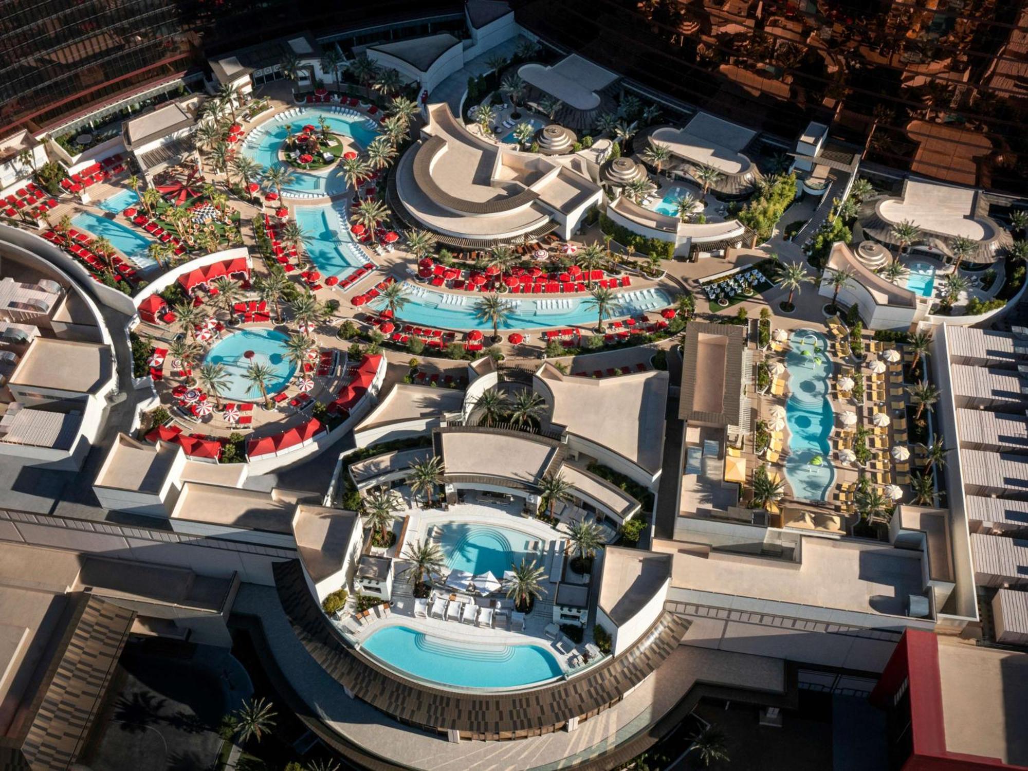 Las Vegas Hilton At Resorts World Exterior photo Aerial view of the resort